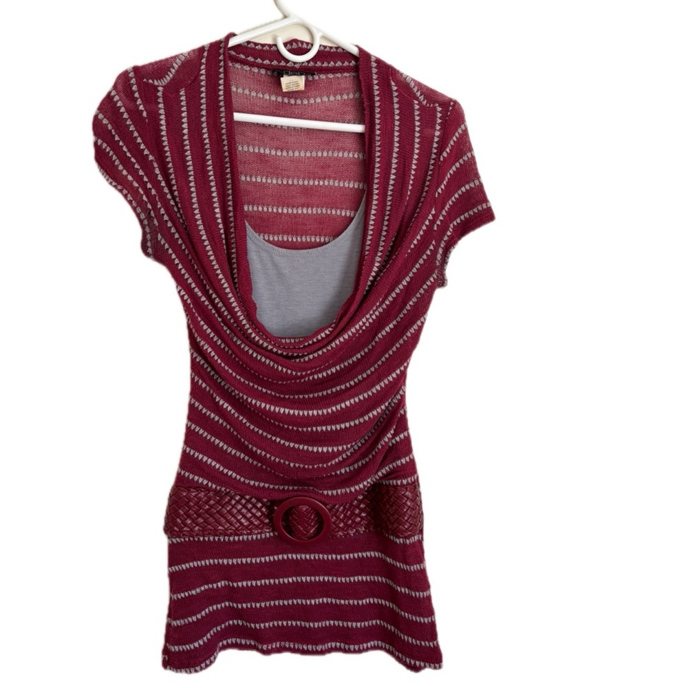 Y2K Striped tank and Knit belt top